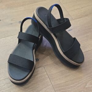 Rothy's The Lightweight Wedge Sandal Womens 9 Black